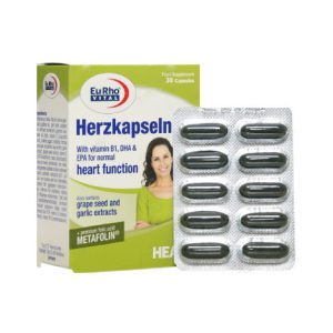 خرید اینترنتی کپسول هرتز کپسول با ویتامین ب1 و  DHA و EPA یوروویتال 30 عدد